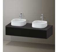 Duravit Zencha Meuble sous-lavabo sur console, 1300x550mm,1 tiroir, 2 découpes, ZE4813B63800000, Couleur: faÃ§ade : structure linÃ©aire noire (verre)/corps : graphite supermat