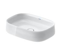 Duravit Zencha Vasques à poser 23735500791 55x39cm, sans trou pour robinetterie, trop-plein, plate-forme de trou pour robinetterie, sol, blanc , WonderGliss