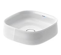 Duravit Zencha Vasques à poser 23734200791 42x42cm, sans trou pour robinetterie, trop-plein, plate-forme de trou pour robinetterie, sol, blanc , WonderGliss