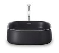 Duravit Zencha Vasques à poser 23734213791 42x42cm, sans trou pour robinetterie, trop-plein, rangée de trous pour robinetterie, sol, anthracite mat, WonderGliss