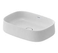 Duravit Zencha Vasques à poser 23735532791 55x39cm, sans trou pour robinet, trop-plein, plate-forme de trou pour robinet, sol, blanc mat, WonderGliss