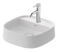 Duravit Zencha Vasques à poser 2374423271 42x42cm, avec trou pour robinetterie, banque de trous pour robinetterie, sans trop-plein, rectifié, blanc