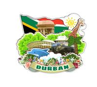 Durban Aimant de réfrigérateur en bois 3D Motif Afrique du Sud Souvenirs Artisanat Fait à la main Tableau blanc Décoration de collection Cadeau