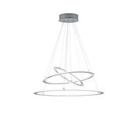 Durban Suspension à LED triple anneau en acier satiné, intensité réglable à déclenchement D. 80 cm