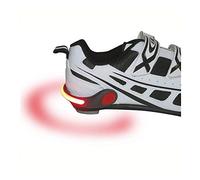 Durca 800492 Clip Lumineux pour Chaussures, Fixe Ou Clignotant, Sécurité et Visibilité Renforcées, Sports en Extérieur, Running, Marche, Vélo, Moto Adulte Unisexe, Noir et Rouge, Unique