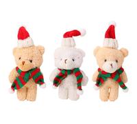 Durdiiy 3 Pièces Figurine de Petit Ours Noël, Decoration Sapin de Noel, Deco Noel a Suspendre avec Chaîne de Perles, Peluche pour Jouet en Peluche Décoration de Noël pour Festival Cadeau de Noël