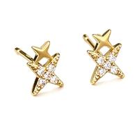 Durdiiy Boucles d'oreilles piercing étoile zircon, 1 paire | Cuivre doré, Zircons brillants, tragus, Piercing conch, Piercing helix, Style discret, Quotidien & soirée