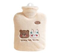 Durdiiy Bouillotte avec housse douce et douillette, 850 ml, pour enfants et adultes, bouillotte animale, pour soulager la douleur du ventre, du dos, des jambes, cadeau pour la famille et les amis