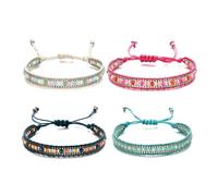Durdiiy Lot 4 Bracelets Brésiliens Tressés Main - Coton Réglable