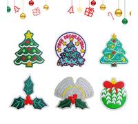 Durdiiy Patchs Écussons Brodés Thermocollants pour Noël, 6/8pcs Autocollant de Patch Père Noël sapin de Noël génie bonhomme de neige cadeau pour vestes,jeans,pantalons,sacs à dos,vêtements (C-6)