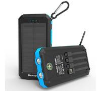 Durecopow Chargeur solaire 20 000 mAh, chargeur portable, 4 câbles, 3 ports, charge rapide, batterie externe avec USB C pour téléphones portables, chargeur de panneau solaire avec double lampe de