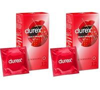 Durex - 12 Préservatifs Sexy Fraise - Extra Lubrifié Saveur Fraise