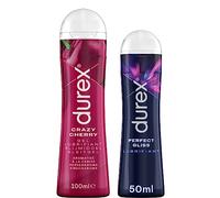 Durex 2 Gels Lubrifiants Intimes - Perfect Gliss Lubrifiant Anal - Crazy Cherry Comestible Goût Cerise