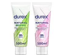 Durex - 2 Gels Lubrifiants Natural 100% d'Origine Naturelle - Original 100ml et Hydra+ à l'acide hyaluronique