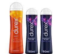 Durex - 3 Gels Lubrifiants Sexuels - 1 x Gel Comestible Hot 100ml - 2 x Gels Lubrifiant Perfect Gliss 50ml