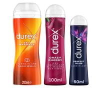 DUREX - 3 Lubrifiants: Gel Massage Ylang Ylang 200 ml, Comestible Cherry 100ml, Perfect Gliss à Base de Silicone 50ml
