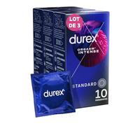 Durex - 30 Préservatifs Orgasm'intense Extra Lubrifiés Stimulants et Texturés - Avec Gel Desirex - 3x10 unités