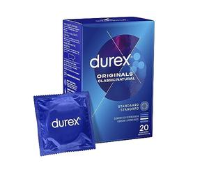 Durex Classique Naturel Préservatifs Natural, 20 Unités
