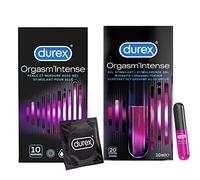 DUREX - Coffret Plaisir - 10 Préservatifs Stimulant Perlés et Nervurés - 1 Gel Stimulant de 10ml