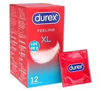 Durex FEELING XL - 24 Préservatifs Fins et Extra Larges pour Homme, Largeur nominale 60mm