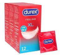 Durex FEELING XL - 36 Préservatifs Fins et Extra Larges pour Homme, Largeur nominale 60mm