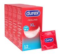 Durex FEELING XL - 48 Préservatifs Fins et Extra Larges pour Homme, Largeur nominale 60mm