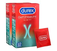 Durex Gefühlsecht Slim Fit Kondome - Hauchzarte Kondome mit schmaler Passform für intensives Empfinden - 20er Pack (2 x 10 Stück)