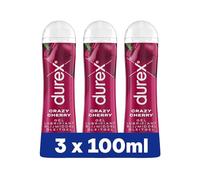 Durex Gel Lubrifiant Crazy Cherry - Goût Cerise - Lubrifiant à Base d'Eau - Lot de 3 x 100 ml
