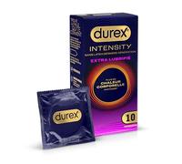 Durex Intensity - 10 Préservatifs Homme Sans Latex Dernière Génération Ultra Fins Extra Lubrifiés - Plus de Chaleur Corporelle Partagée - Taille Standard Visiter la boutique Durex