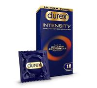 Durex Intensity Préservatifs Sans Latex Dernière Génération Ultra Fins Ultra Lubrifiés 10 Pièces