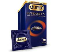 Durex Intensity - 30 Préservatifs Homme Sans Latex Ultra Fins Ultra Lubrifiés - Plus de Chaleur Corporelle Partagée - Taille Standard