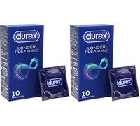 Durex Longer Pleasure - 10 Préservatifs Retardant Extra lubrifiés - Prolonge la durée du rapport (ex Performance Booster) (Lot de 2)