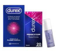 Durex - Lot de 10 préservatifs Stimulants Orgasm'Intense et 1 Gel Stimulant Orgasm'Intense féminin de 10ml
