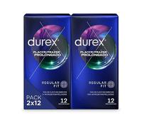 Durex Lot de 2 boîtes de 12 préservatifs plaisir prolongé avec effet retardant Noir