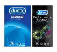 DUREX - Lot de 2 boîtes de Préservatifs - Extra Lubrifié x24 et Performance Booster x10