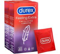 Durex - Lot de 2 boîtes de Préservatifs Feeling Extra - Fins & Extra Lubrifiés - 2x10 pièces