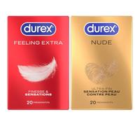 DUREX - Lot de 2 Boîtes de Préservatifs - Feeling Extra x20 - Nude x20