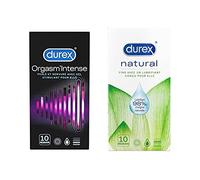 Durex - Lot de 2 Boîtes de Préservatifs - Natural x10 - Orgasm'Intense x10