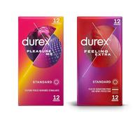 Durex - Lot de 2 boîtes de Préservatifs - Pleasure Me x12 - Feeling Extra x12