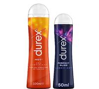Durex - Lot de 2 Gels Lubrifiants Intime - Hot Chauffant Stimulant 100 ml - Perfect Gliss 50 ml