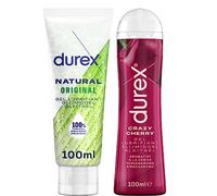 Durex - Lot de 2 Gels Lubrifiants Intimes - Crazy Cherry Comestible 100ml - Lubrifiant Naturel Original à base d'eau 100 ml