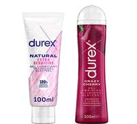 Durex - Lot de 2 Gels Lubrifiants Intimes - Crazy Cherry Comestible 100ml - Lubrifiant Naturel Sensitive à l'Aloe Vera 100 ml