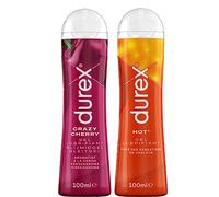 Durex - Lot de 2 Gels Lubrifiants Intimes - Crazy Cherry Gel 100ml - Hot Effet Chauffant Stimulant 100ml