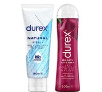 Durex - Lot de 2 Gels Lubrifiants Intimes - Crazy Cherry Gel Comestible 100ml - Lubrifiant Naturel Hydratant à l'Acide Hyaluronique 100 ml