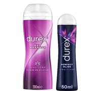 Durex - Lot de 2 Gels Lubrifiants Intimes - Gel De Massage Aloë Vera 200ml - Gel Lubrifiant Perfect Gliss 50ml