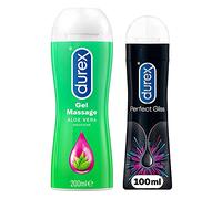 Durex - Lot de 2 Gels Lubrifiants Intimes - Gel De Massage Aloë Vera 200ml - Perfect Gliss Gel Lubrifiant Longue Durée Sexe Anal 100ml