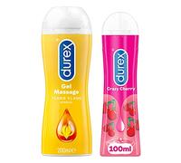 DUREX - Lot de 2 Gels Lubrifiants Intimes - Gel De Massage Intime Ylang Ylang 200ml - Gel Comestible Crazy Cherry 100ml