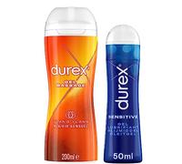 DUREX Lot de 2 Gels Lubrifiants Intimes - Gel De Massage Intime Ylang Ylang 200ml - Gel Lubrifiant Intime Sensitive 50ml