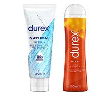 Durex - Lot de 2 Gels Lubrifiants Intimes - Hot Effet Chauffant Stimulant 100ml - Lubrifiant Naturel Original à base d'eau 100 ml