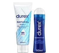 Durex - Lot de 2 Gels Lubrifiants Intimes - Lubrifiant Naturel Hydratant à l'Acide Hyaluronique 100 ml - Gel Lubrifiant Sexuel Intime Sensitive 50ml